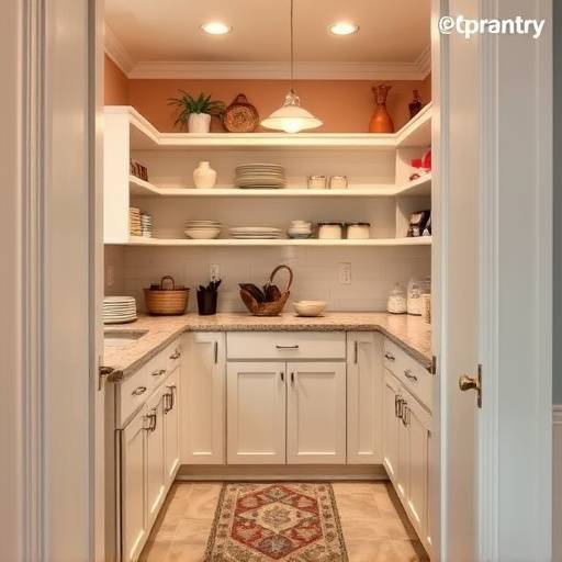 Despensa renovada con una paleta de colores c&aacute;lidos y una iluminaci&oacute;n suave